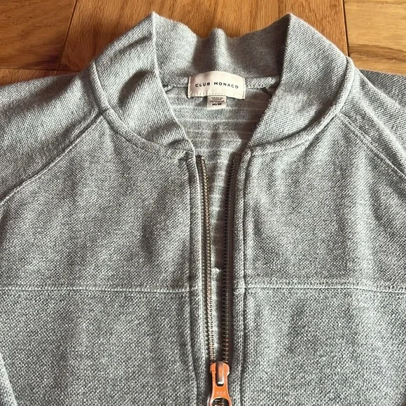 CLUB MONACO Heather Gray Collared Zippered Men’s Bonded Jacket Outerwear - Picture 2 of 4